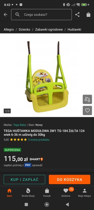 Huśtawka tega baby 3w1 do 30 kg