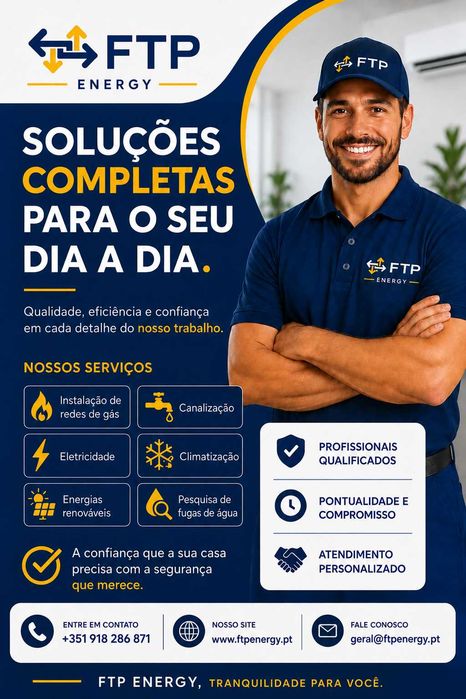 Instalação de redes de gás, água, eletricidade e climatização