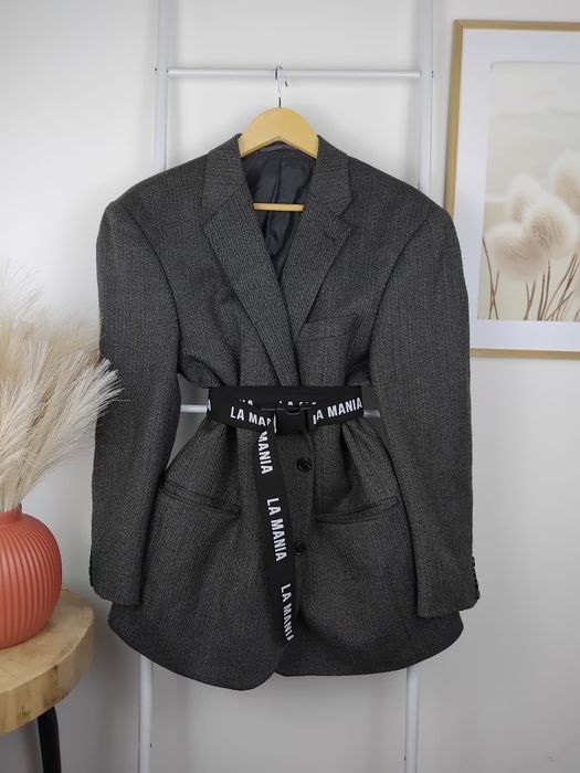 Wełniana marynarka w jodełkę 100% wełna wool narzutka żakiet płaszczyk