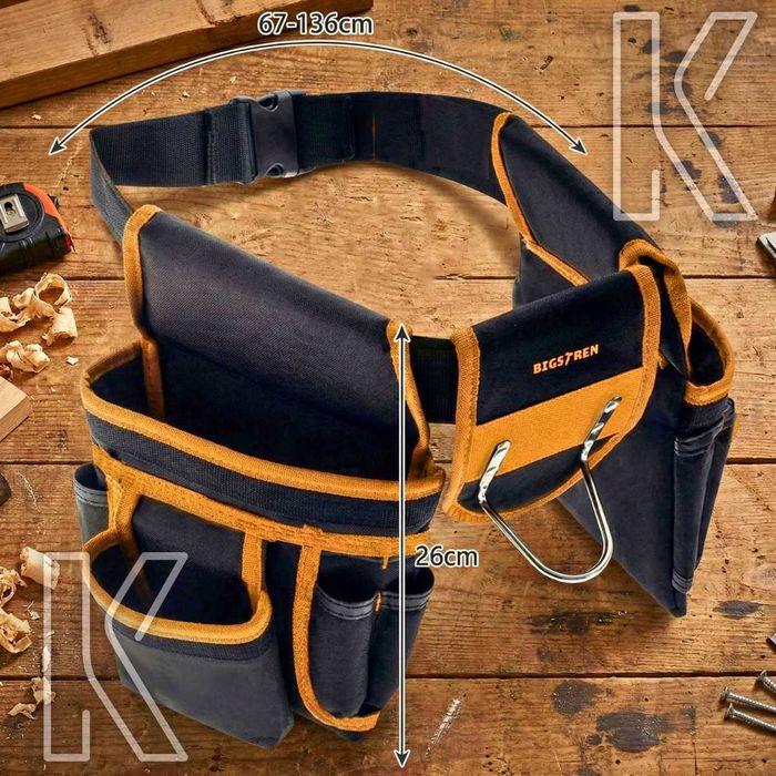 Pas Monterski Narzędziowy Budowlany 22 Kieszenie Uchwyt na Młotek