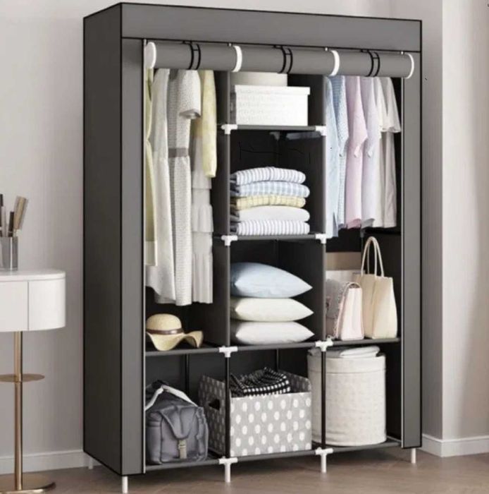 Стильный тканевый шкаф для вещей органайзер каркасна шафа чорна