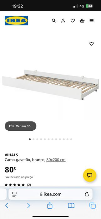 !!!150€!!!! Estrutura de cama solteiro Vihals + gavetão + 2 estrados + 3 colchões