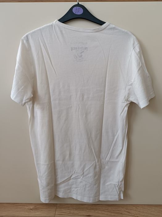 Biała bawełniana koszulka t-shirt z palmą plażą S