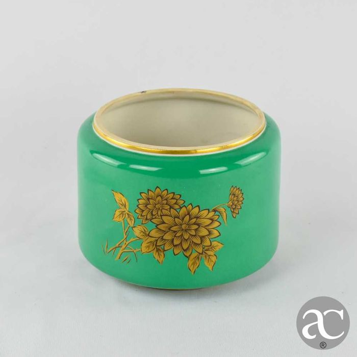 Jarra / Floreira porcelana Artibus com flores em dourado