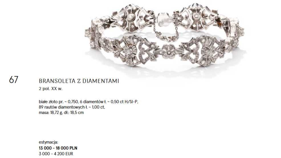 Złota bransoleta z diamentami  1,45 carat - lata 40-te - Piękna