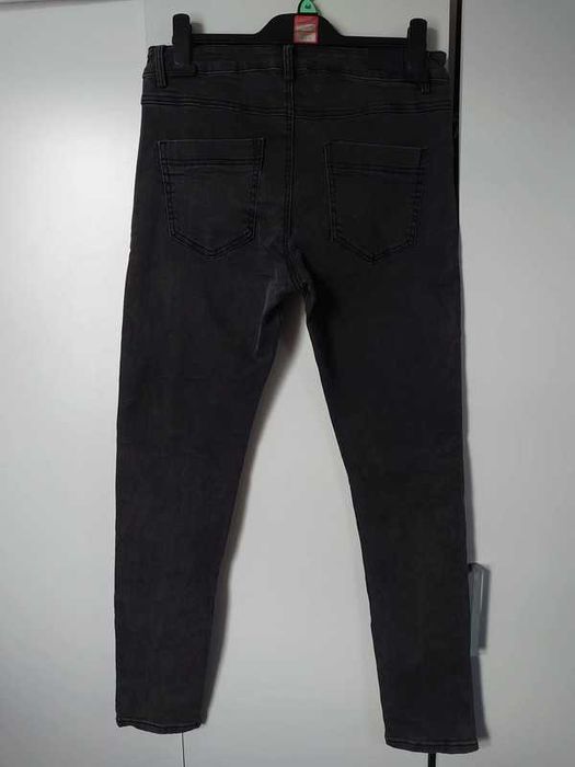 Itaimaska Jeans Grafitowe Jeansy Kryształki Cyrkonie Perełki 48 XXXXL