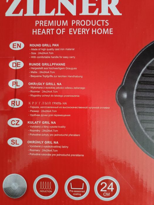 Zilner Ciężka żeliwna patelnia 24 grill