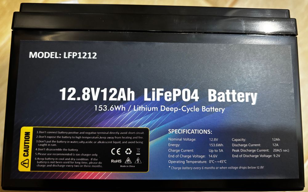 Аккумуляторна батарея Delongtop LiFePO4 12.8V 12Ah (153.6Wh) (LFP1212)