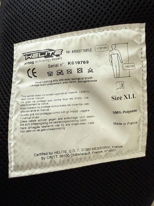 Мотоциклетний жилет HELITE AirNest Turtle Airbag XLL 180–195 см