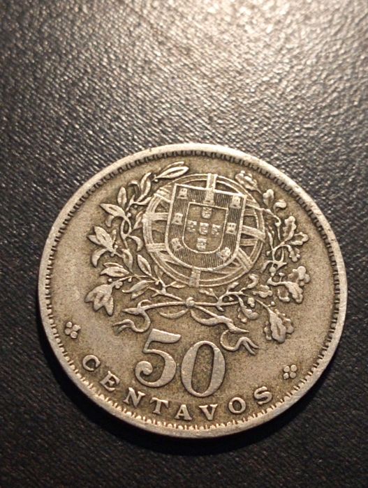 50  centavos  -Alpaca-  Republica Portuguesa - Portugal 1955	Soberba
