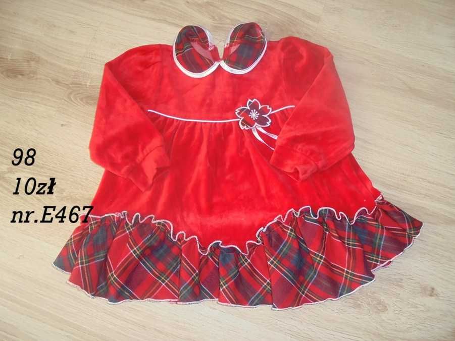 Suknia sukienka czerwona w kartę kratkę 98