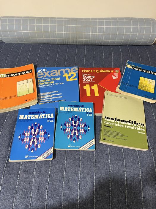 Livros exercicios 12 ano de Matematica e Fisica e Quimica