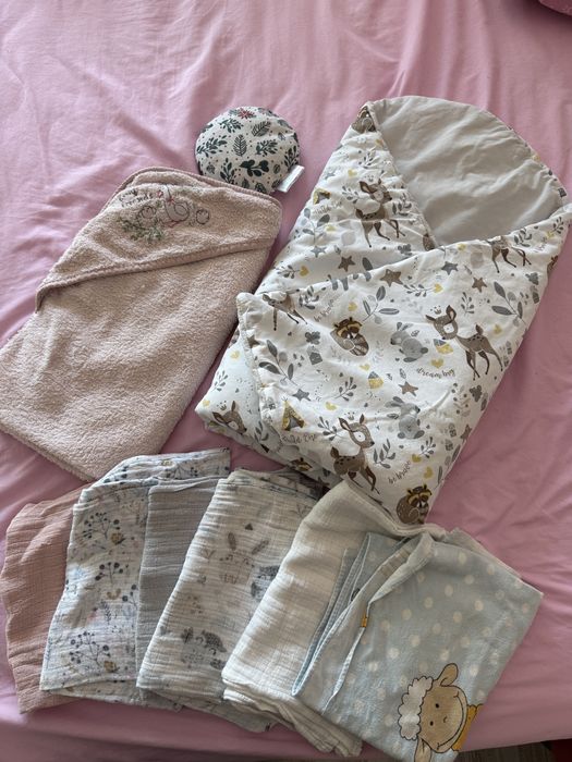 Zestaw dla niemowlaka recznik rozek pieluszki termofor