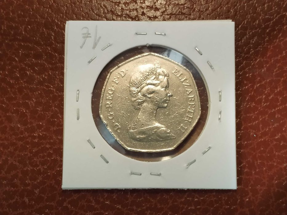 Reino Unido - moeda de 50 pence de 1973 CEE