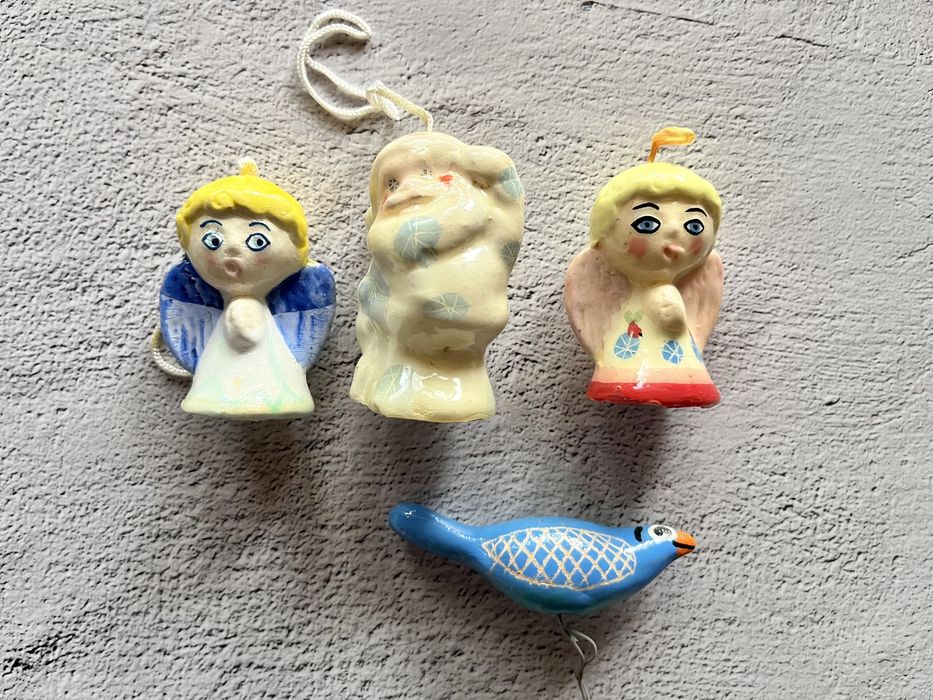 Zawieszka figurka anioł ozdoby choinkowe ceramika handmade Mikołaj