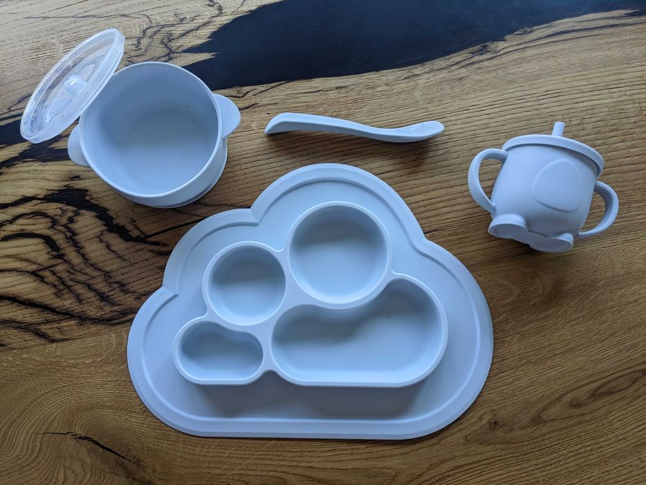 Набір для прикорму: стакан для снеков, тарілка, поїльник, ложка