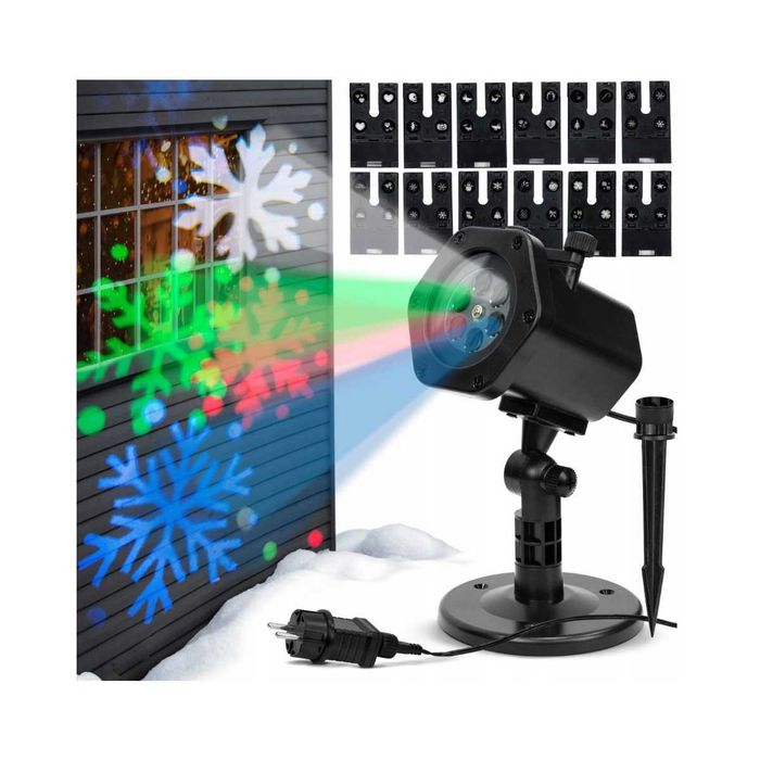 Projektor Laserowy Led RGB 12w1 Świąteczny Ogrodowy Dom Lampki Choinka