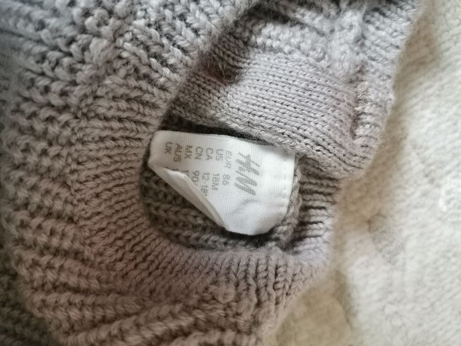 Sweter wełna  kakaowy HM merino wool roz 86, bez wad,