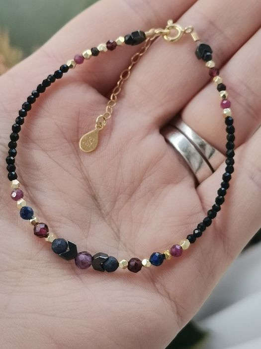 Bransoletka znak zodiaku Wodnik ametyst szafir rubin granat regulacja