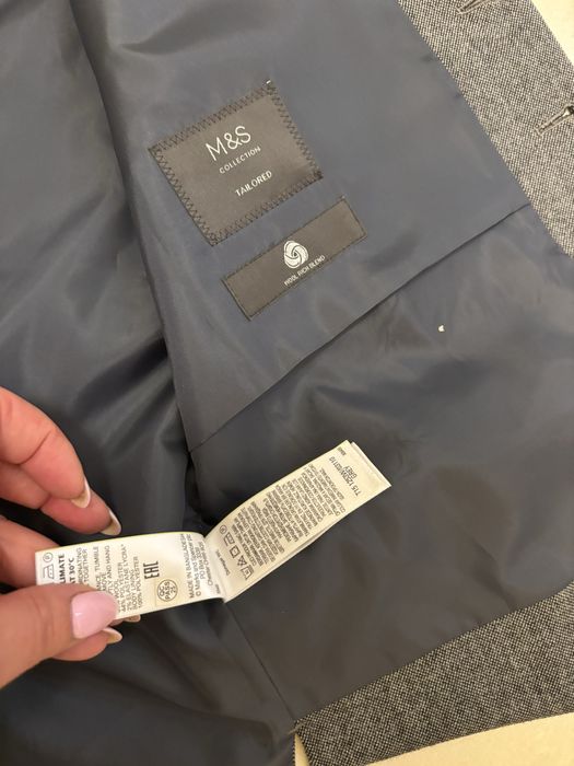 Szara welniana kamizelka m&s garniturowa uniwersalna