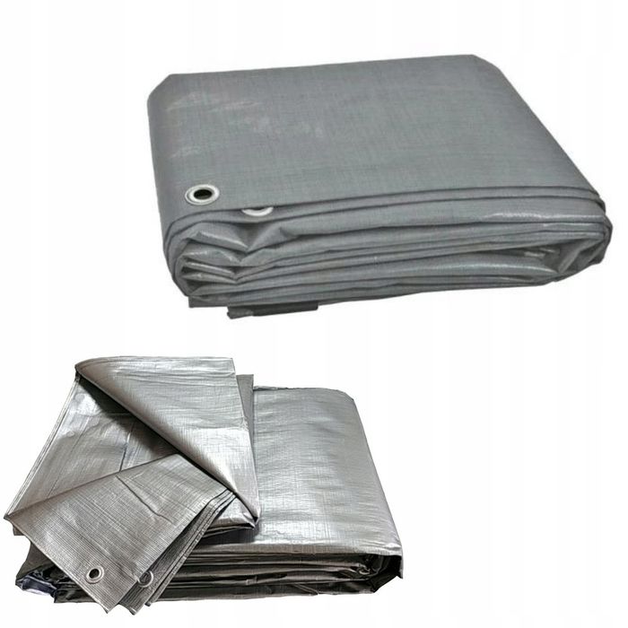 PLANDEKA srebrna 5x6m 120g/m2 super mocna gruba z oczkami