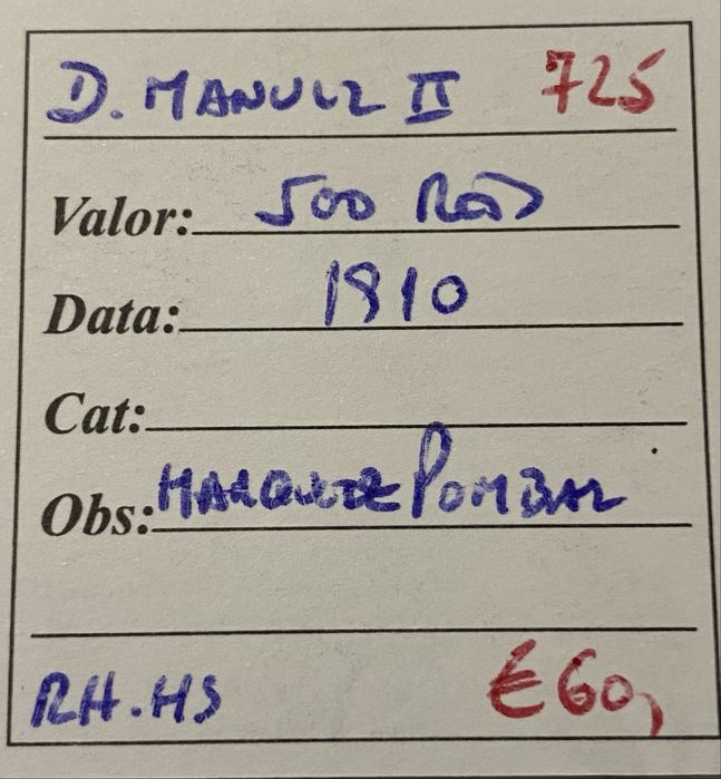 Moeda 725 - D MANUEL II - 500 Reis 1910