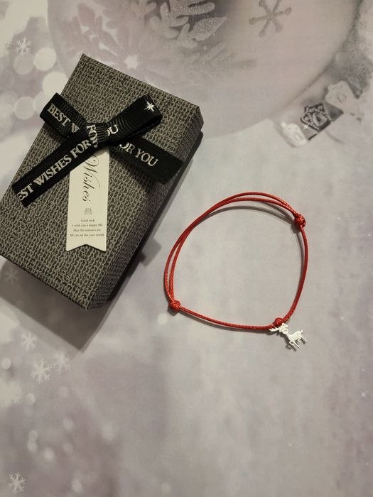 Bransoletka szczęścia srebro 925 renifer + pudełko prezent