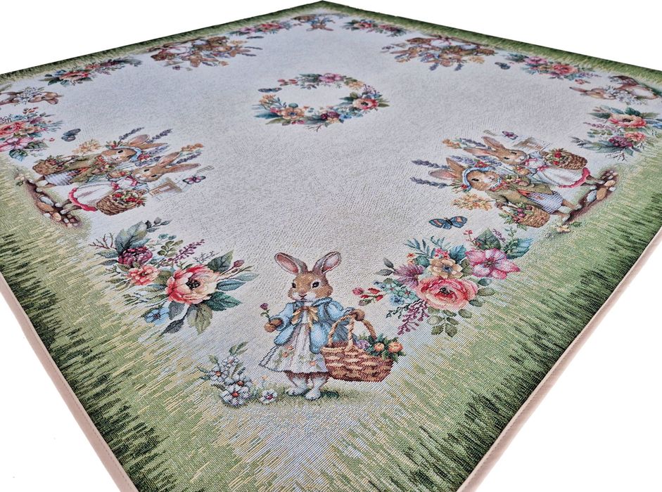 Obrus Wielkanocny 100x100 cm 1344VE z Zajączkami