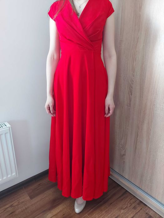 Czerwona suknia maxi Afrodyta Marconi Fashion