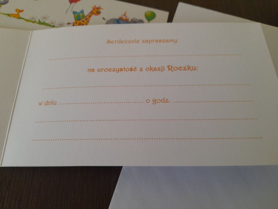 Zaproszenia na roczek 4 sztuki z koperta