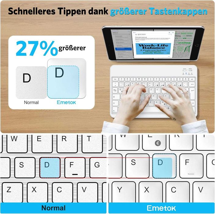 Klawiatura Bluetooth do iPad, ultra-cienka, bezprzewodowa, ładowalna