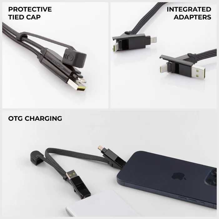 InCharge X, XL 30см. Універсальний кабель Type C, Lightning, Micro USB