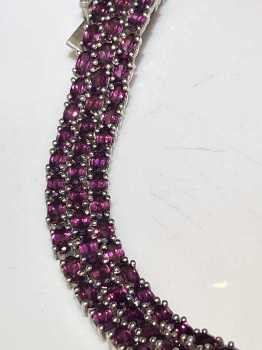 Srebrna bransoletka z rubinami Harry Ivens sygnatura 925 unikat