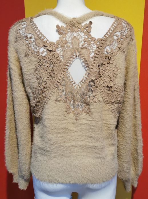 Sweterek sweter koronka alpaka Golden Days Paris