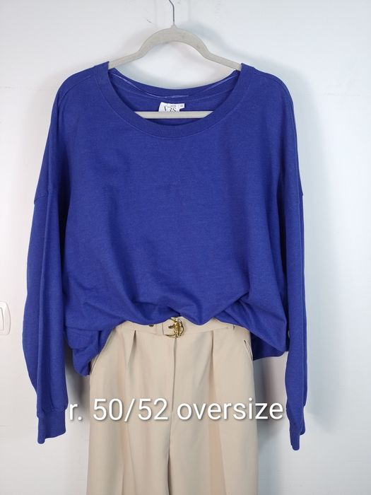 Kobaltowa bluza oversize 20/22 klasyczna, wygodna, bawełna, rozmiar 5