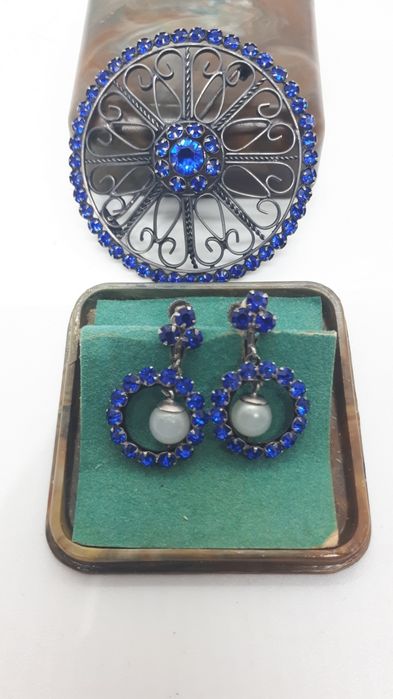 Серебро брошь 875пр.,серьги 875пр.хюз.