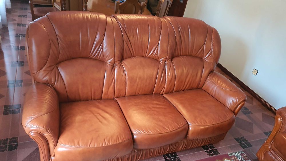 Sofas em pele cor castanho