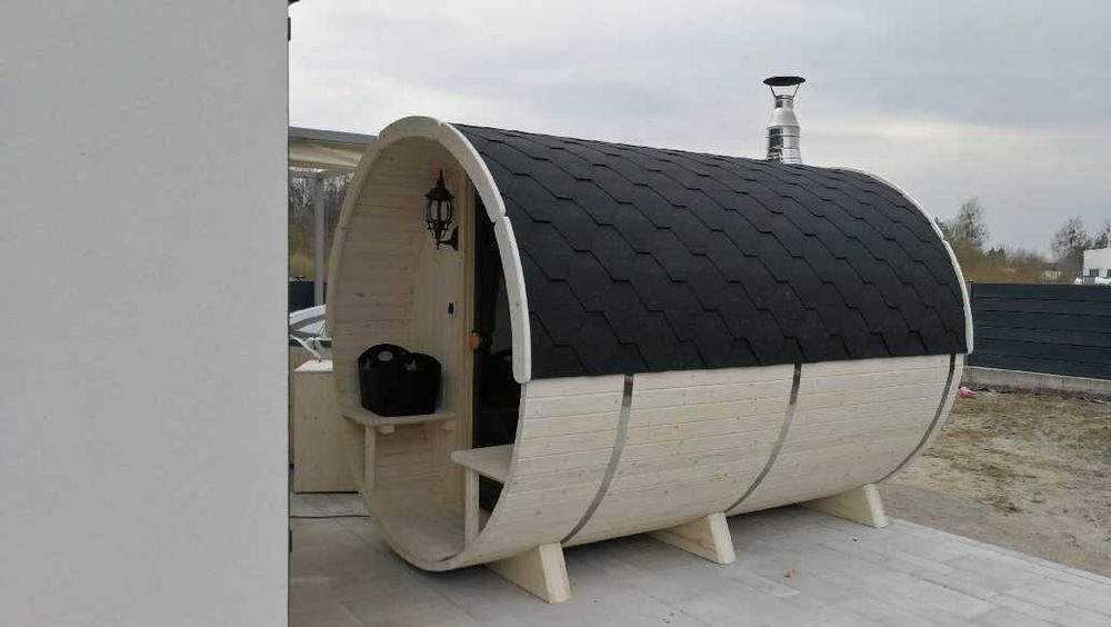 Sauna Beczka 300cm  Ogrodowa z Piecem Harvia - od Producenta z Litwy