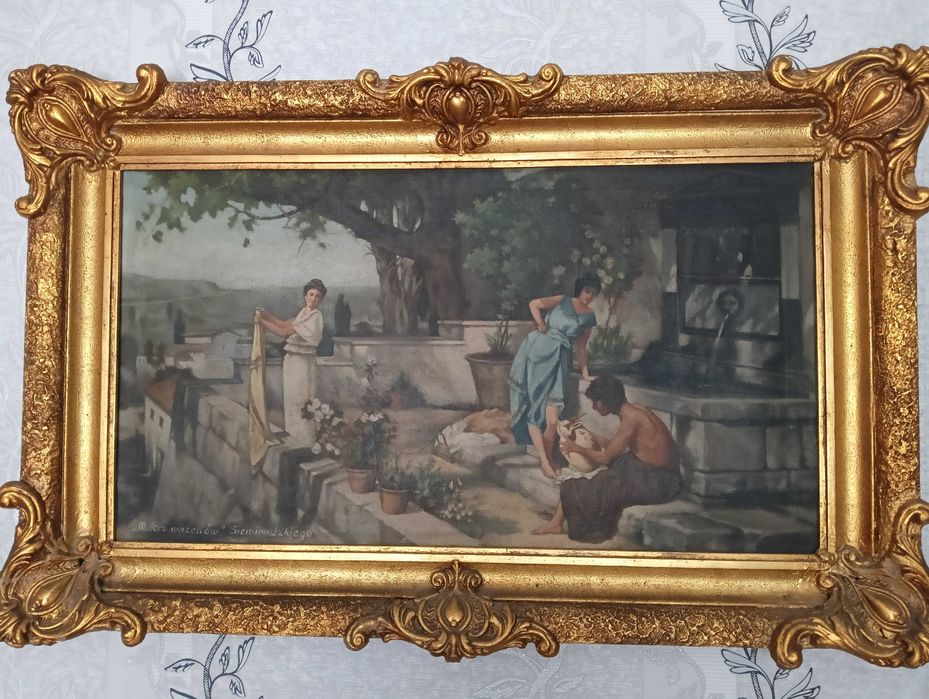 obraz antyczny z ozdobnymi ramami