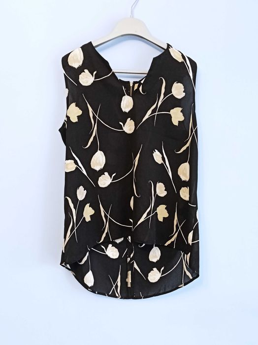 Wzorzysta elegance luźna bluzka w tulipany