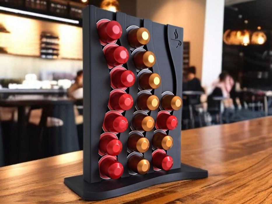 Suporte e organizador de cápsulas Nespresso com design ondulado