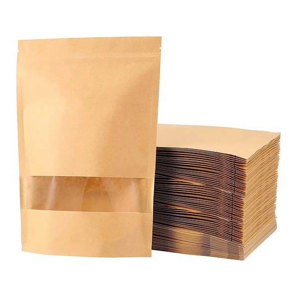 Дой пак, крафтовой пакет з вікном, пакет на застіжці, zip пакет