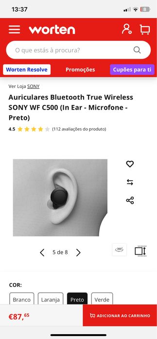 Fones bluetooth Sony WF-C500