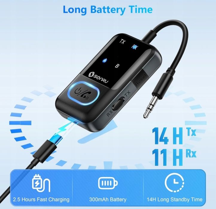 Nadajnik-odbiornik Bluetooth 5.3 SONRU Bezprzewodowy Wyświetlacz LED