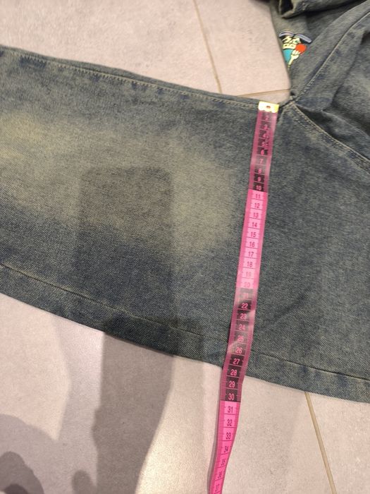 140/146 szerokie spodnie jeansowe skate drip modne