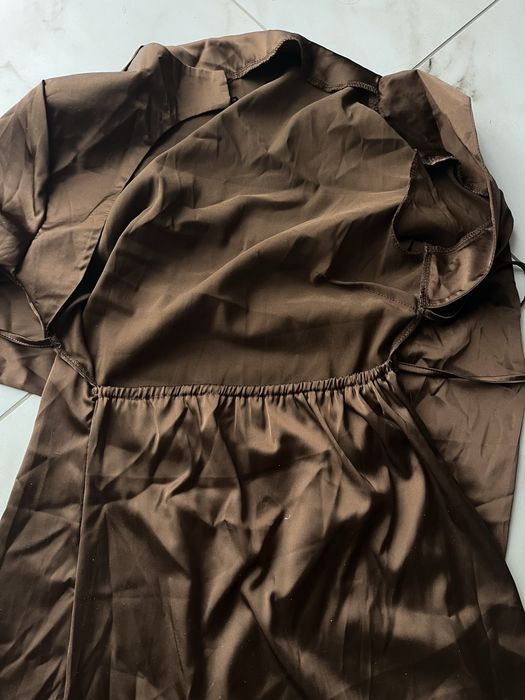 Коричнева, шоколадна, трендова сукня, атласна