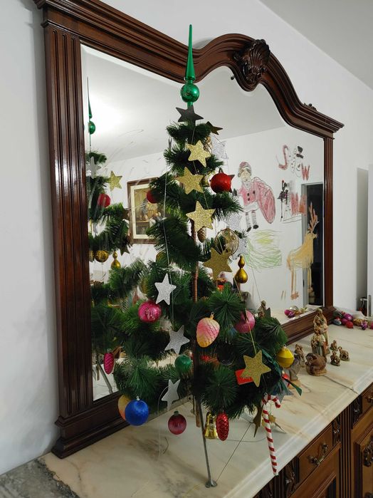 Pinheiro de natal 90cm com bolas e enfeites de natal