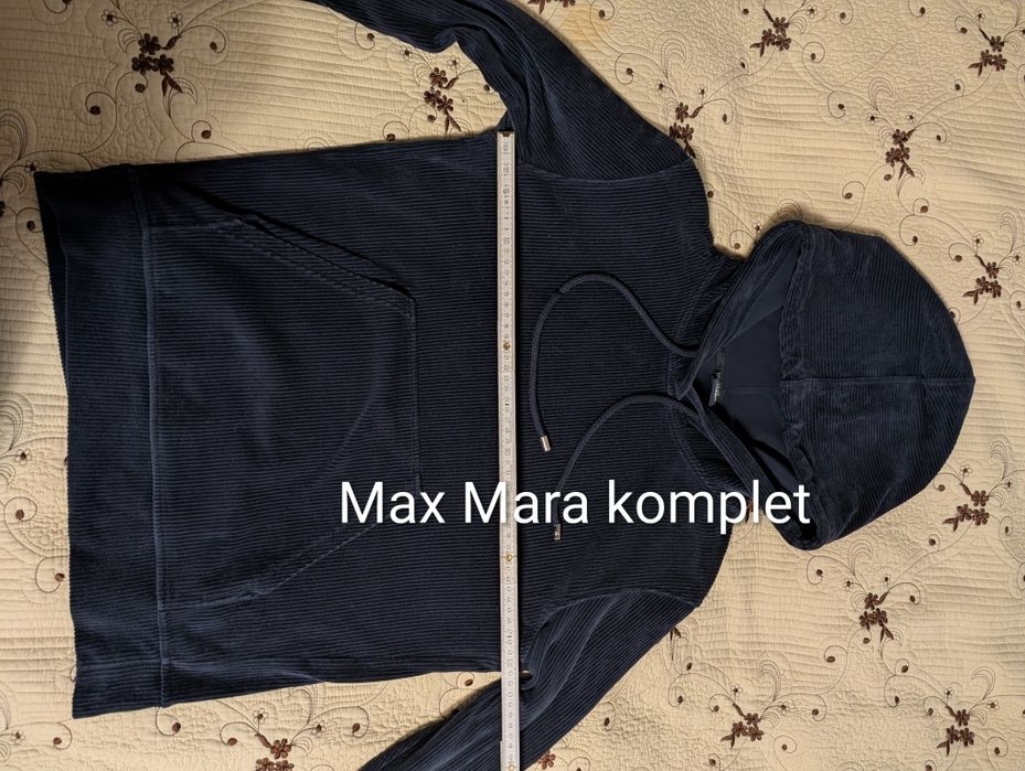 Max Mara komplet bluza spodnie dresy sztruksowe granatowe
