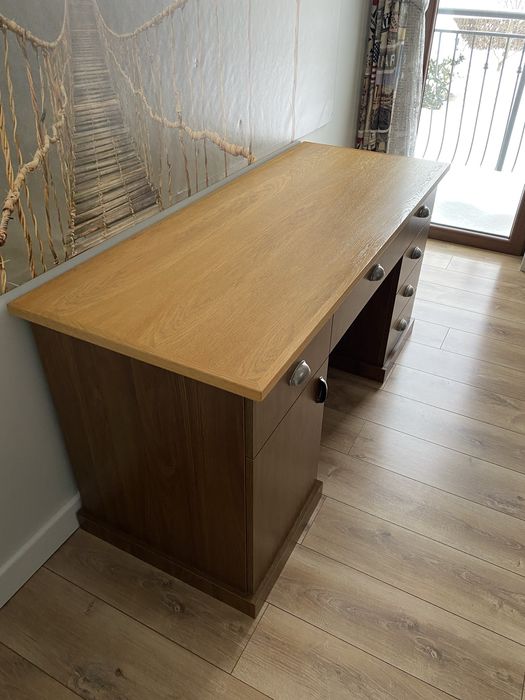 Solidne Biurko (od stolarza)/Ciężkie– dębowy blat, stan idealny