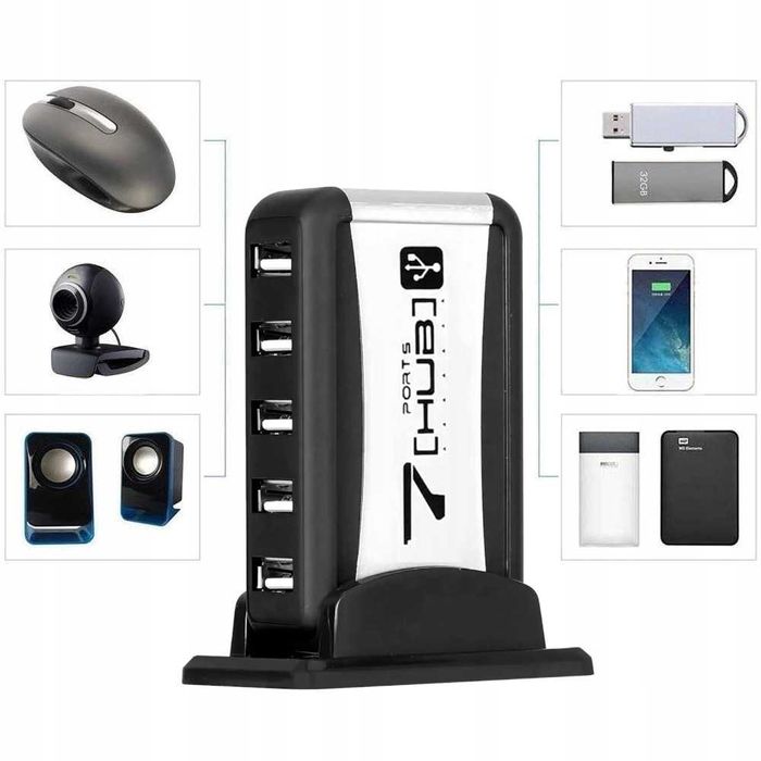 USB концентратор хаб на 7 портов USB 7 Port Hub